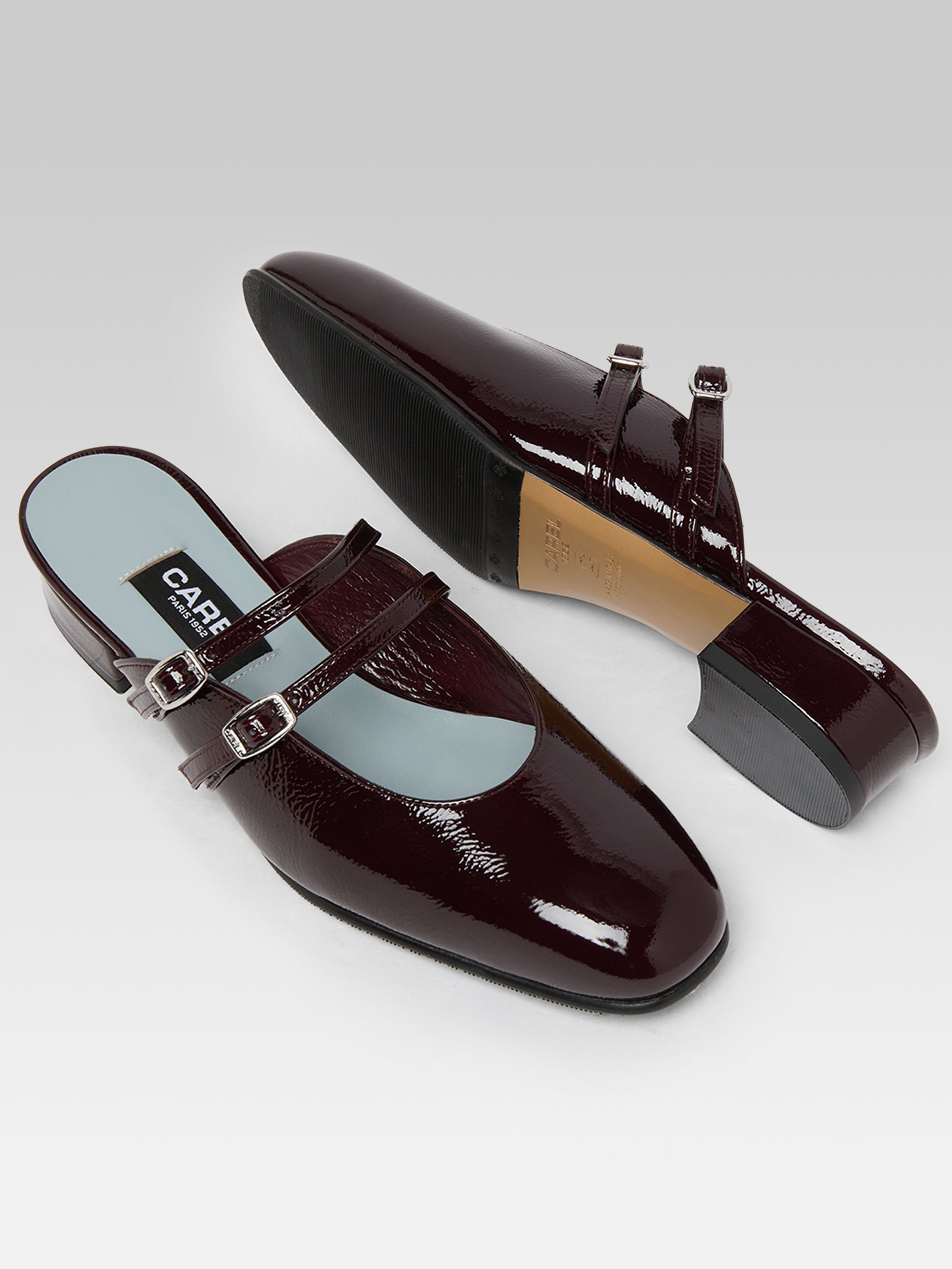 Pomme - Mules à brides cuir verni aubergine - Image numéro 5
