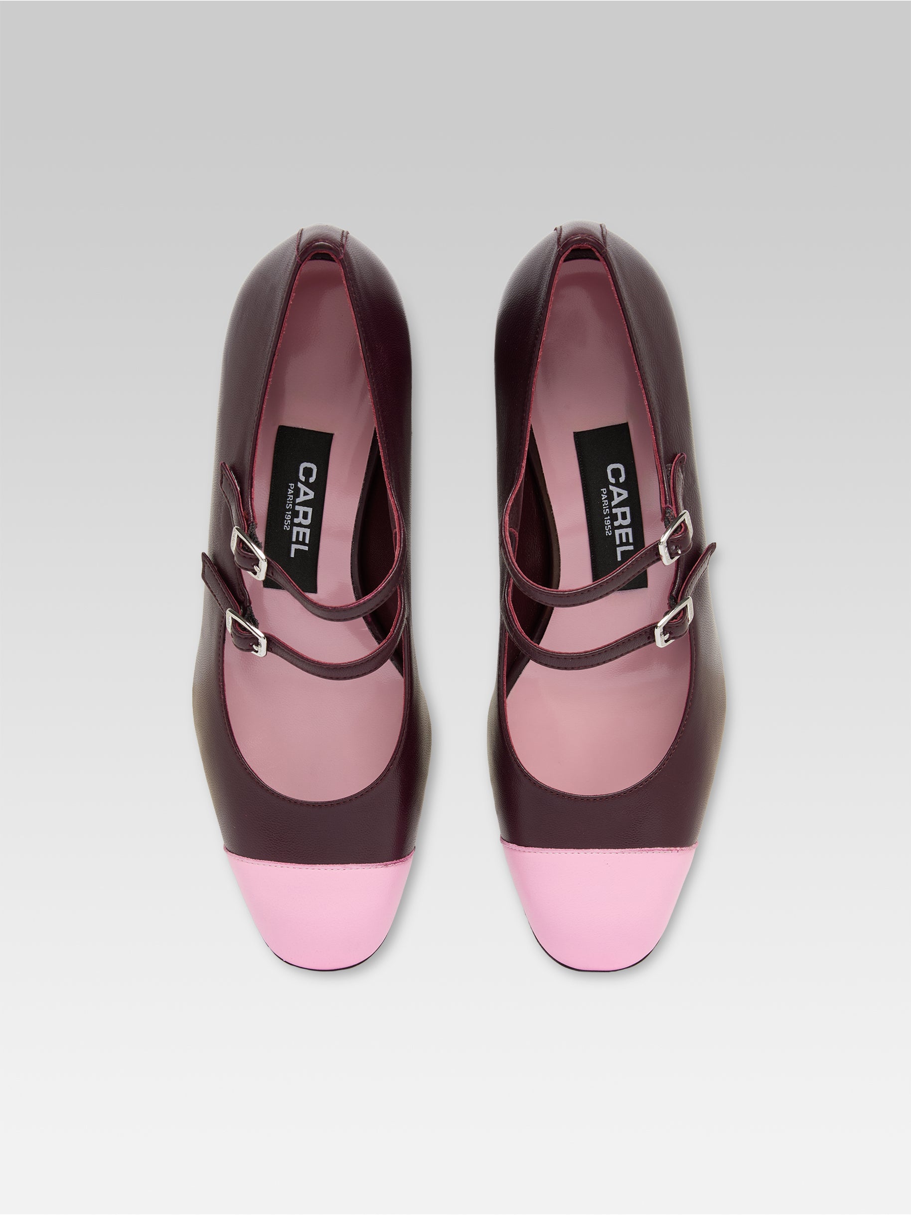 Cherry - Escarpins babies cuir bordeaux et rose - Image numéro 4