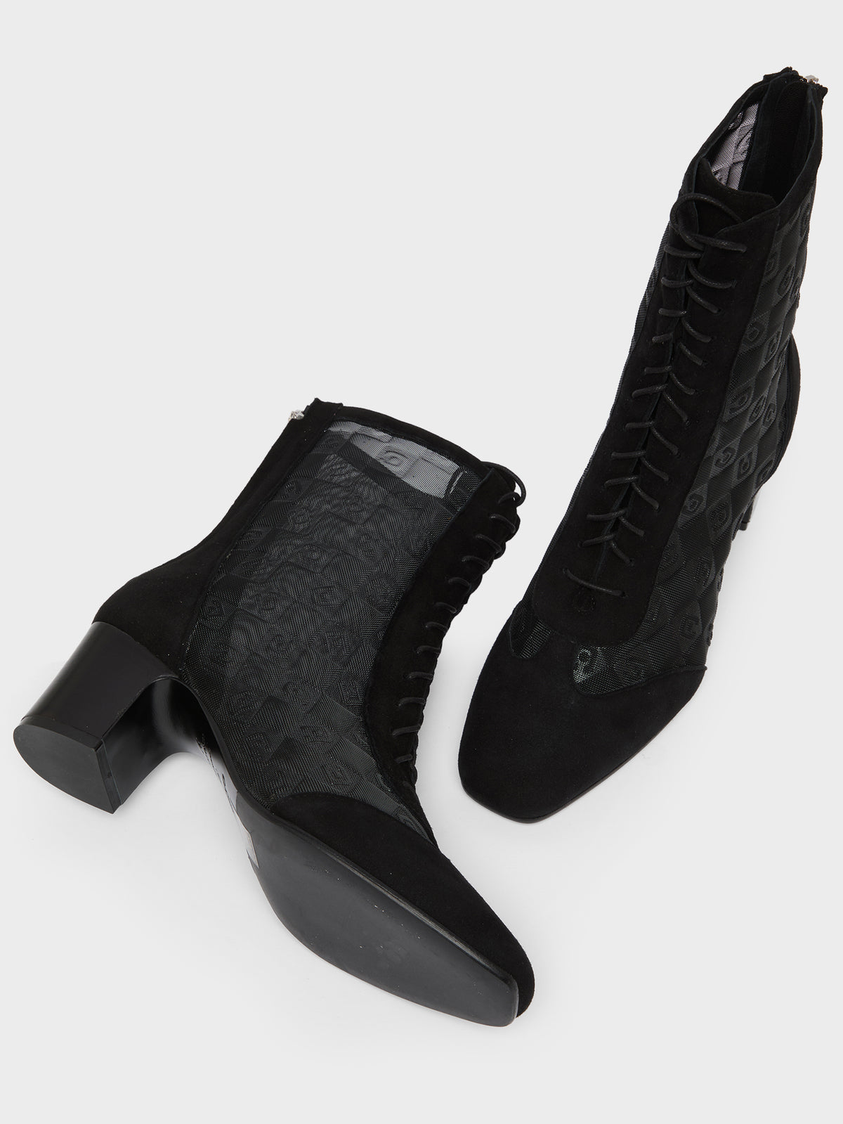 Estimenight - Suede leather and polka-dot mesh ankle boots - Image number 5