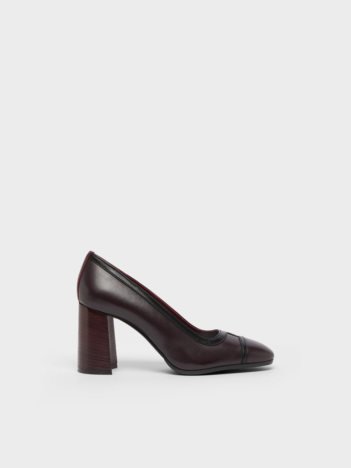 Lise - Burgundy and black leather pumps - Image number 1