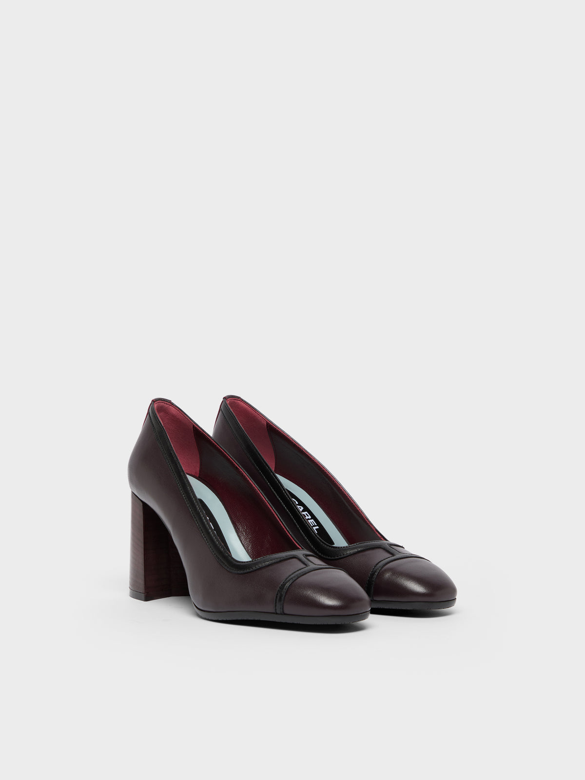 Lise - Burgundy and black leather pumps - Image number 2
