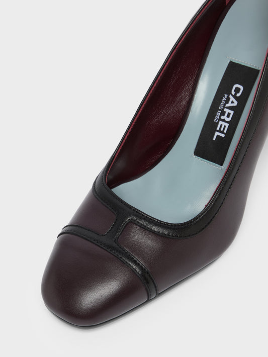 Lise - Burgundy and black leather pumps - Image number 3