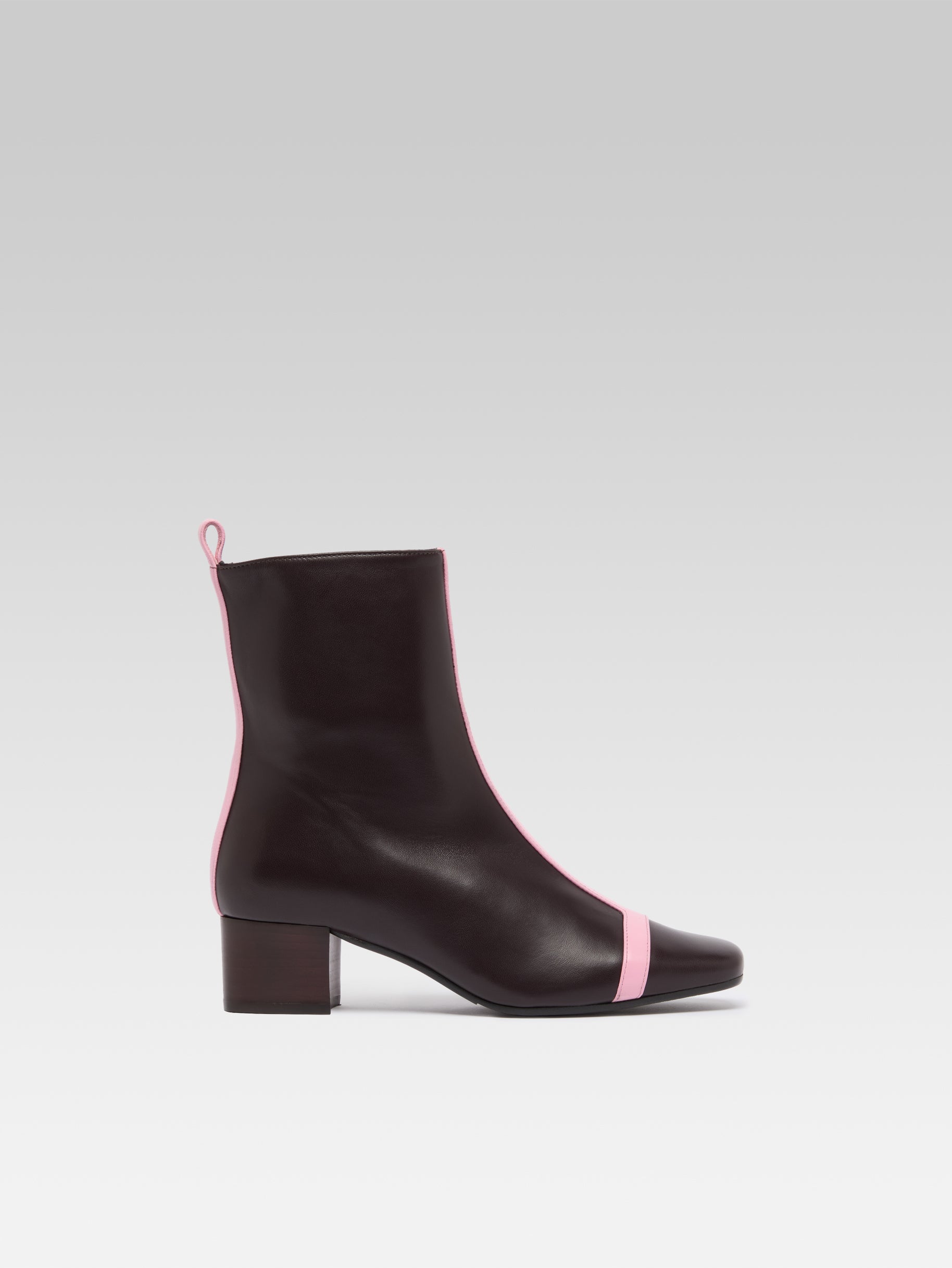 Audrey - Bottines cuir bordeaux et rose