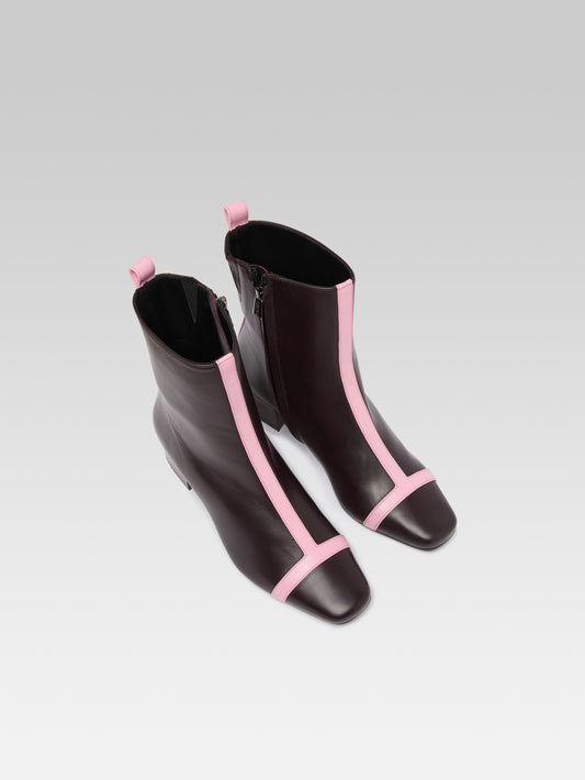 Audrey - Bottines cuir bordeaux et rose - Image numéro 4