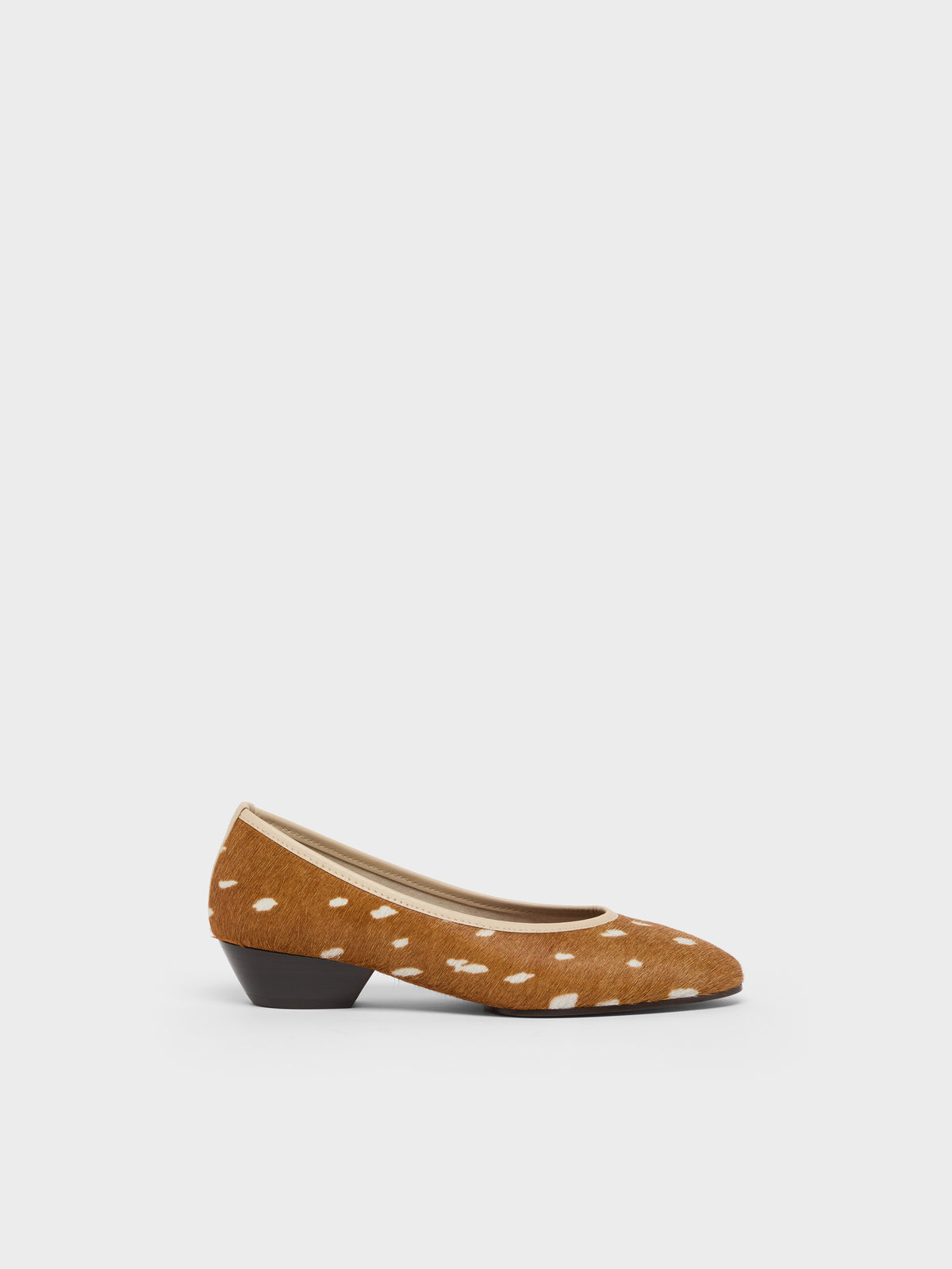 Carlotta - Ballerines cuir pony biche et cuir ivoire - Image numéro 1