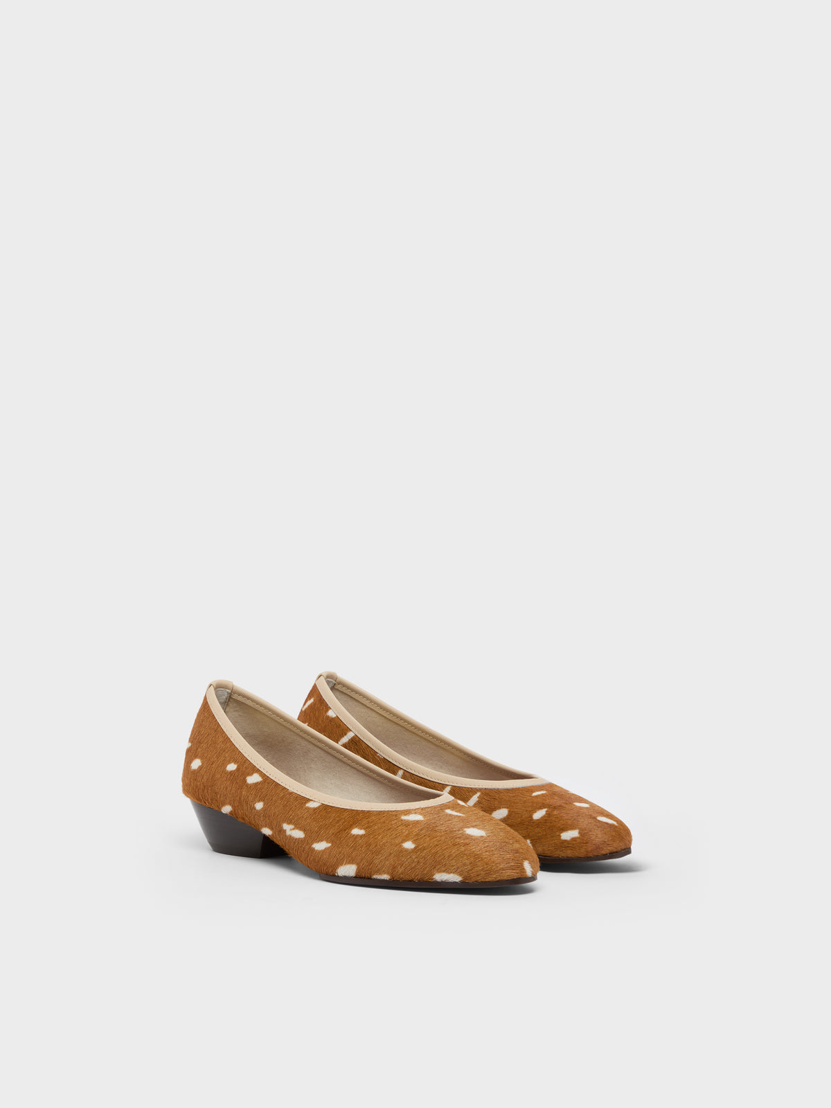 Carlotta - Ballerines cuir pony biche et cuir ivoire - Image numéro 2