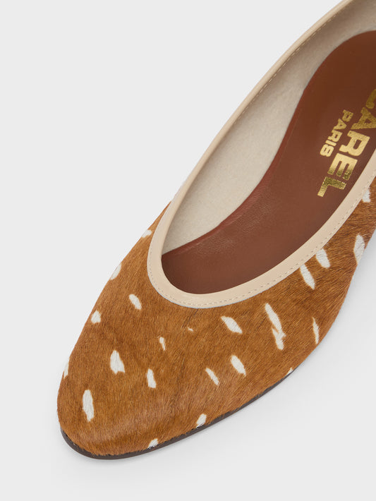 Carlotta - Ballerines cuir pony biche et cuir ivoire - Image numéro 3