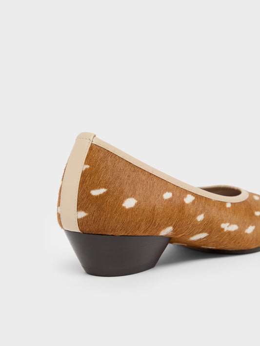 Carlotta - Ballerines cuir pony biche et cuir ivoire - Image numéro 4