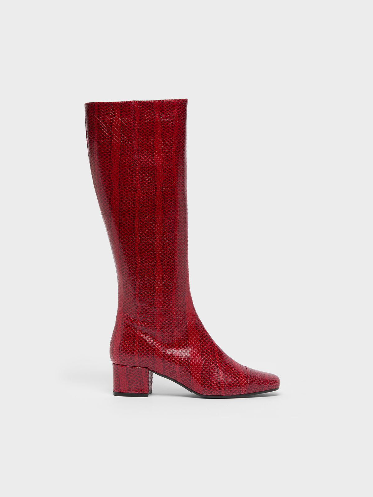 Malaga - Red python print leather boots