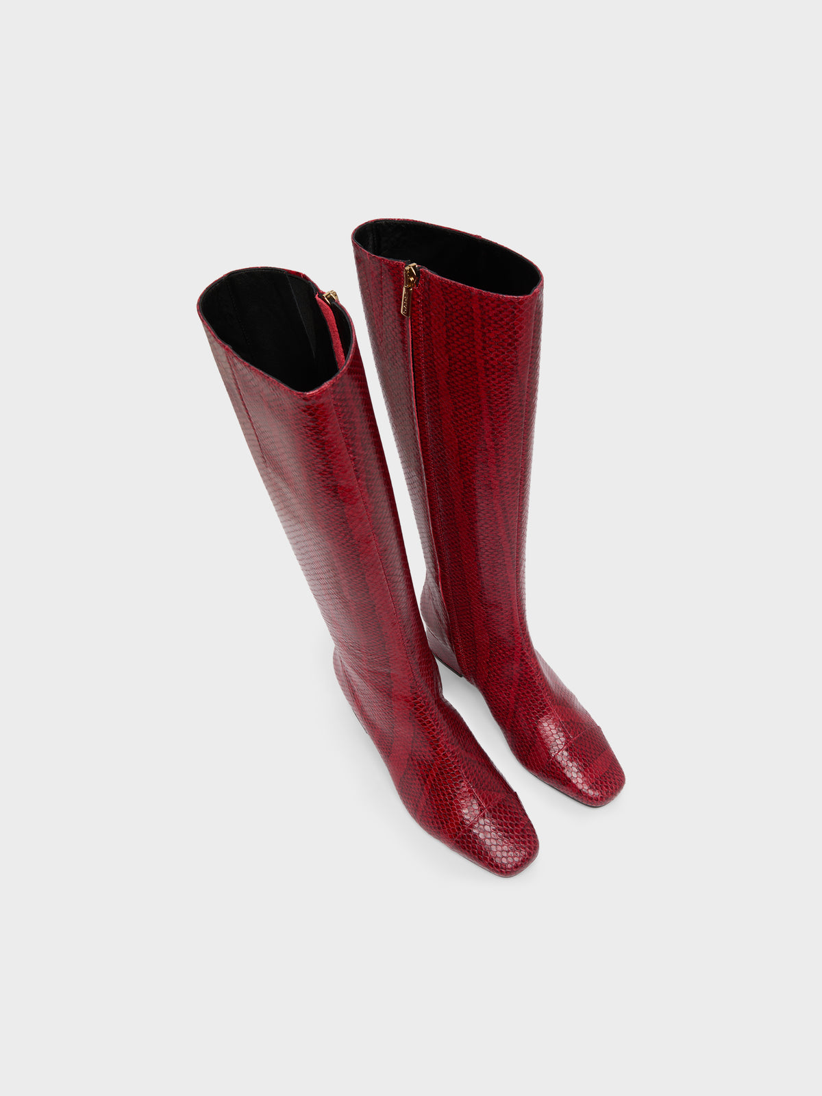 Malaga - Red python print leather boots
