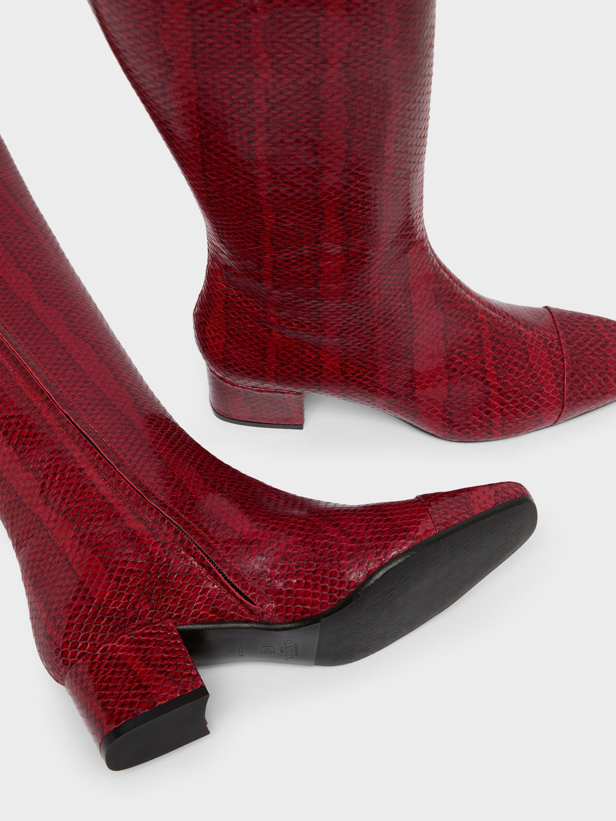 Malaga - Red python print leather boots - Image number 5