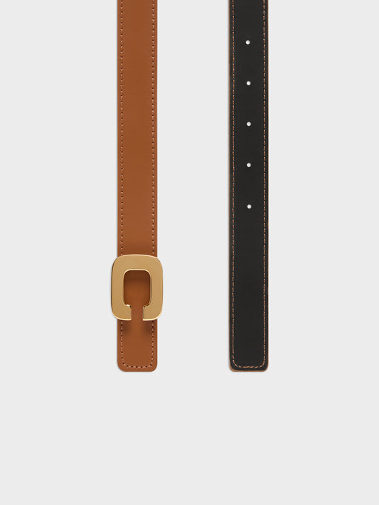 Ceinturon - Ceinture en cuir caramel et noir - Image number 3