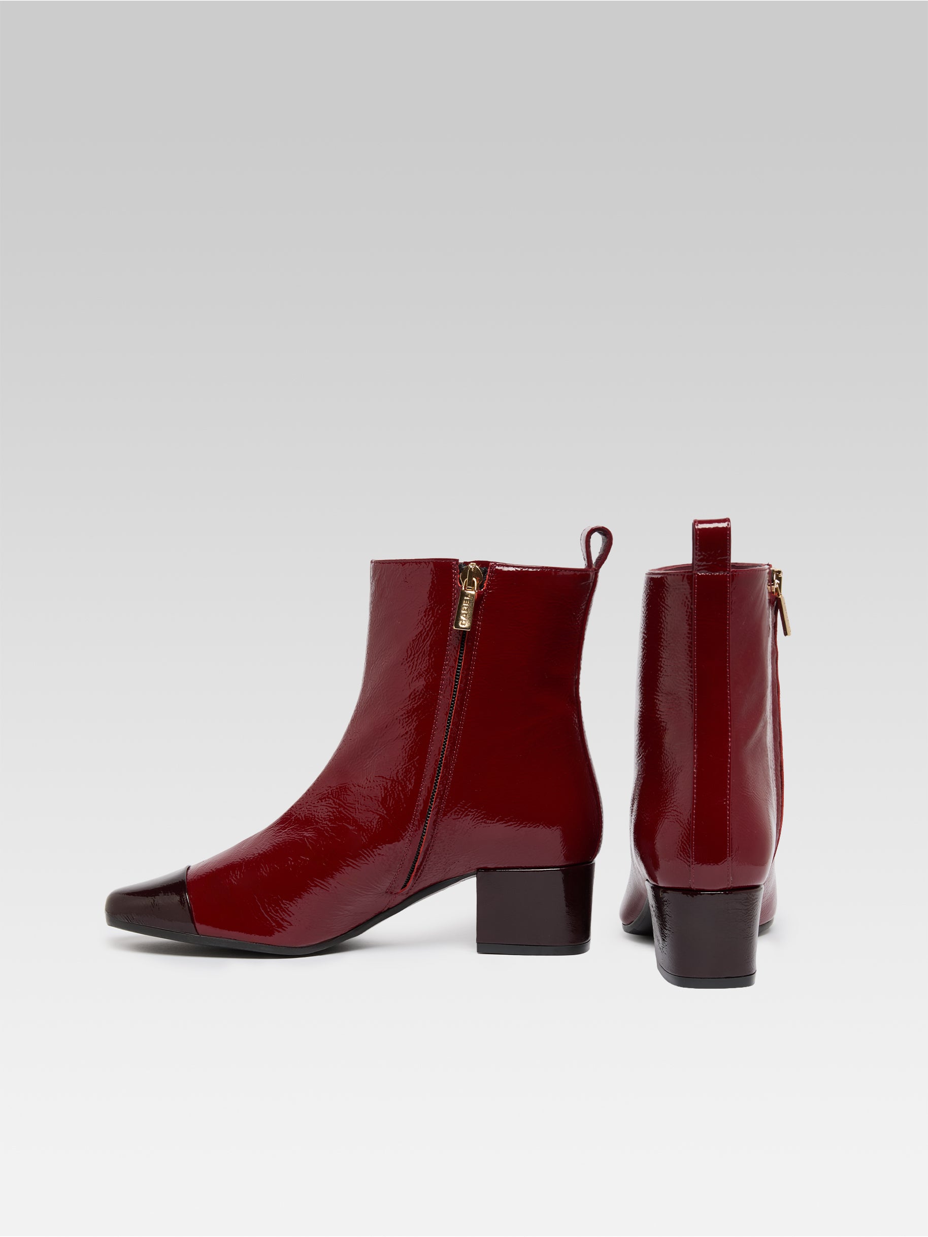 Estime - Two-tone burgundy patent leather ankle boots - Image number 3