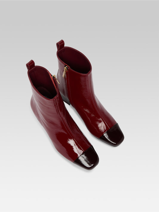 Estime - Two-tone burgundy patent leather ankle boots - Image number 4