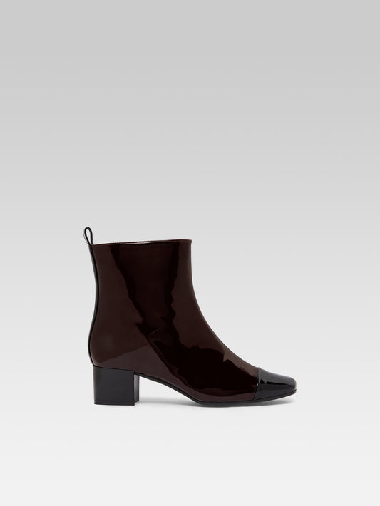 Estime - Bottines cuir verni marron et noir