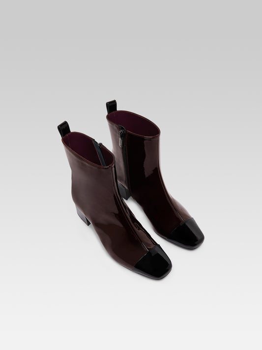 Estime - Bottines cuir verni marron et noir - Image numéro 4