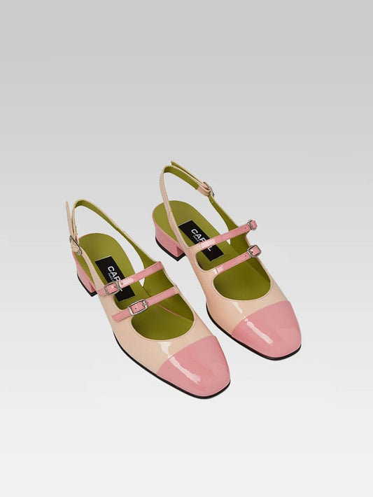 Abricot - Babies slingback cuir verni nude et rose - Image numéro 3