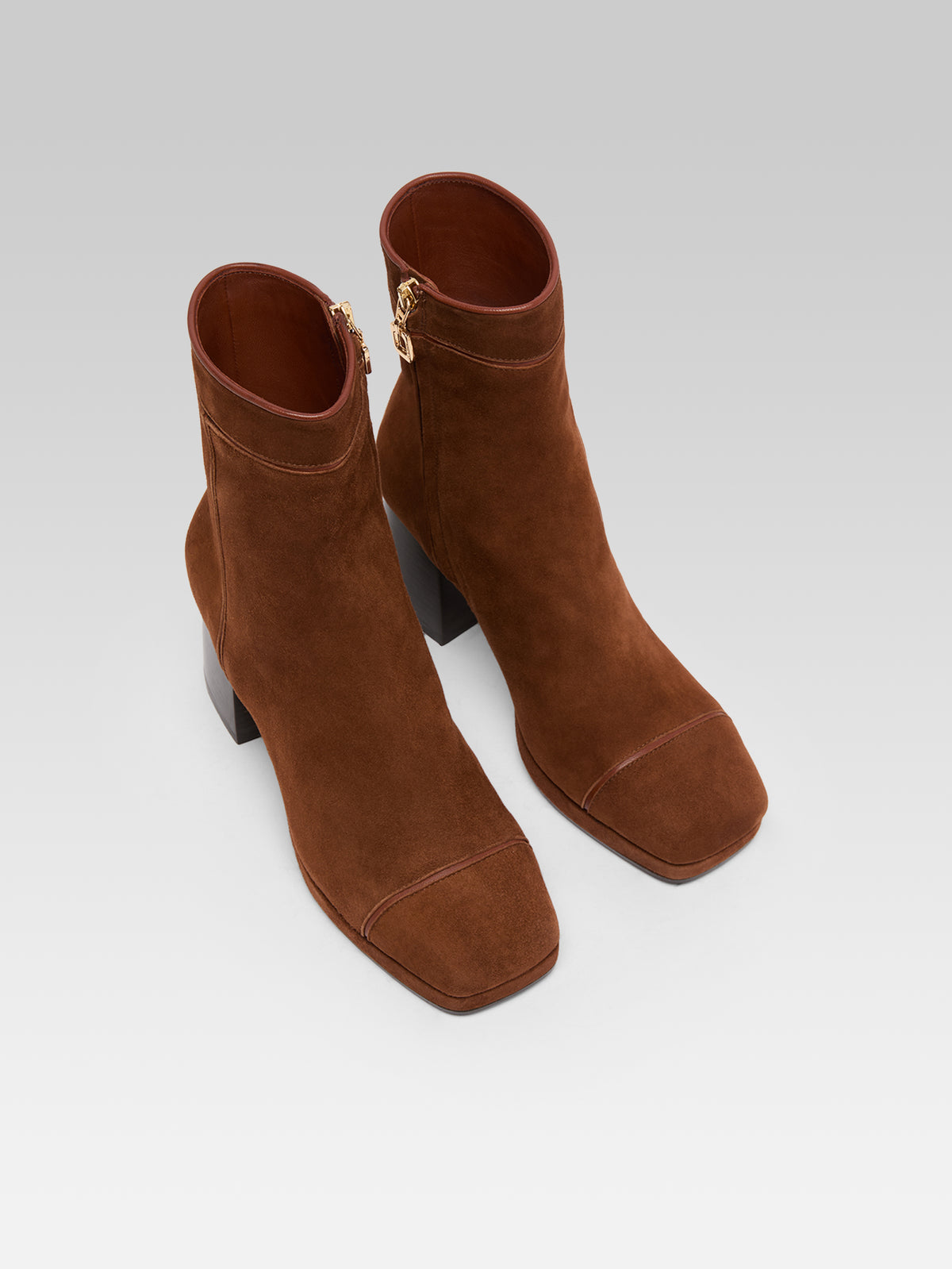 Alba - Bottines cuir velours brandy - Image numéro 4
