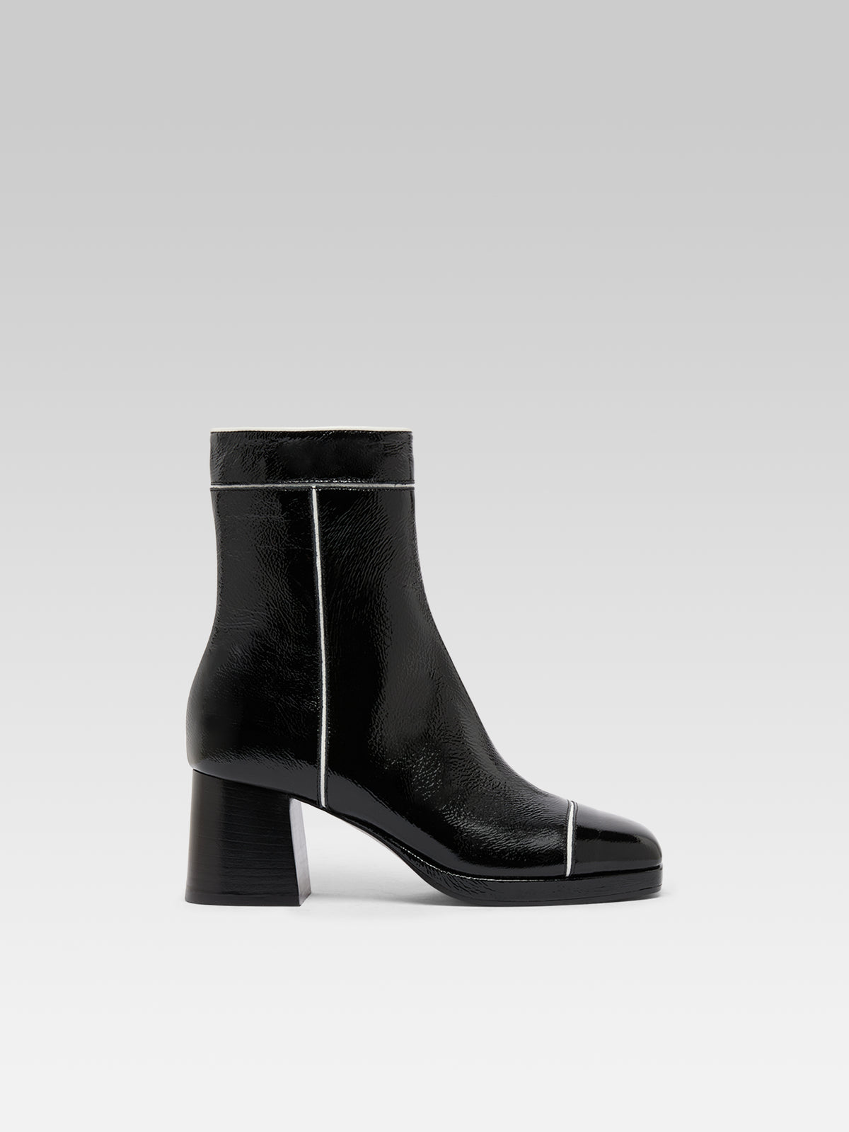 Alba - Bottines cuir naplack noir et ivoire - Image numéro 1