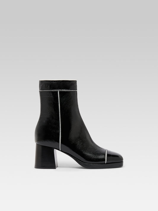 Alba - Bottines cuir naplack noir et ivoire