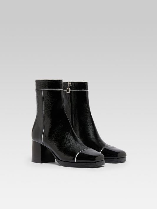 Alba - Bottines cuir naplack noir et ivoire - Image numéro 2