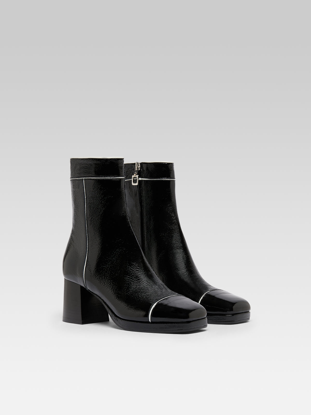 Alba - Bottines cuir naplack noir et ivoire - Image numéro 2