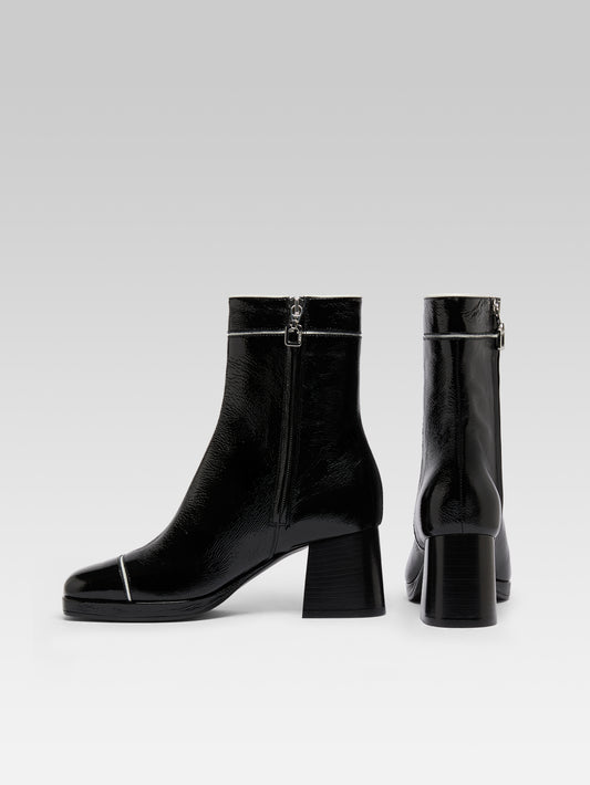 Alba - Bottines cuir naplack noir et ivoire - Image numéro 3