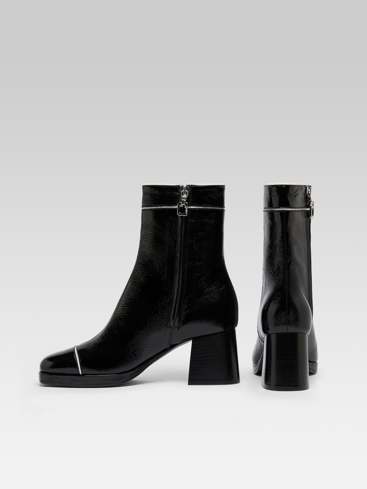 Alba - Bottines cuir naplack noir et ivoire - Image numéro 3