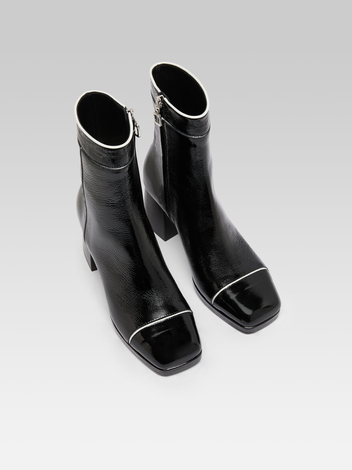 Alba - Bottines cuir naplack noir et ivoire - Image numéro 4