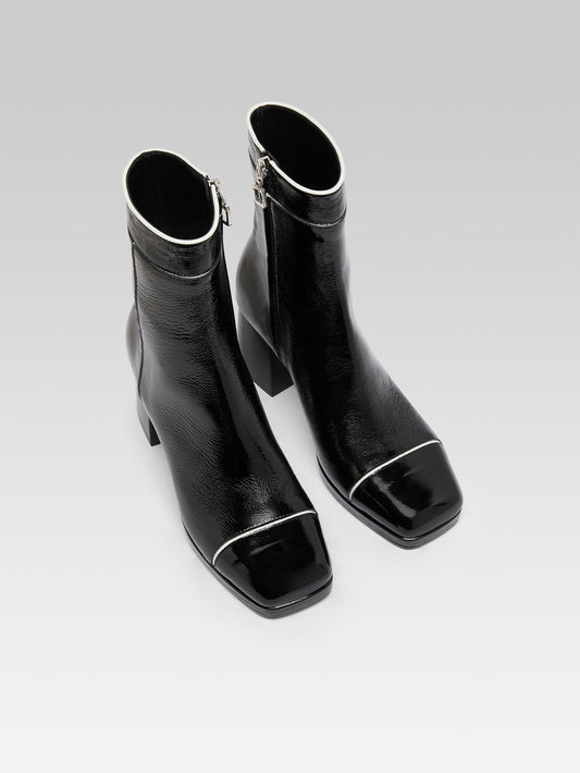 Alba - Bottines cuir naplack noir et ivoire - Image numéro 4