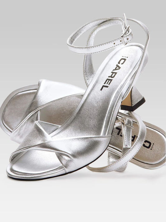 Arielle - Silver laminated leather sandals - Image number 2