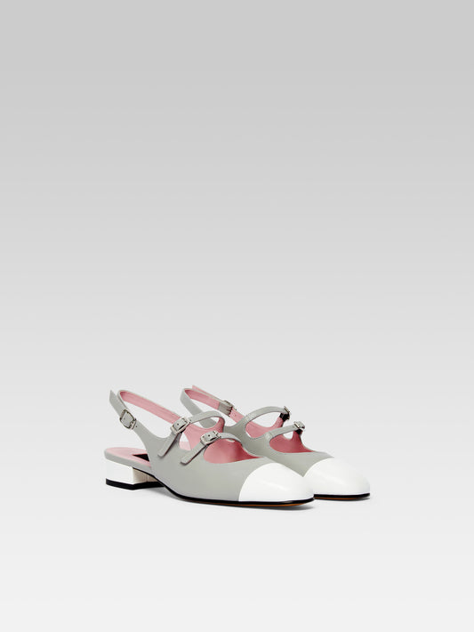 Abricot - Babies slingback cuir gris et cuir verni blanc - Image numéro 2