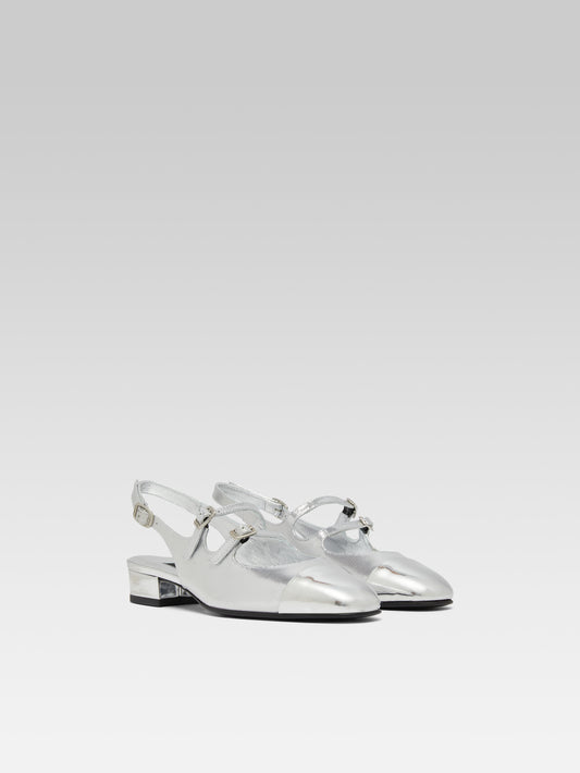 Abricot - Silver embossed leather slingback Mary Janes - Image number 4