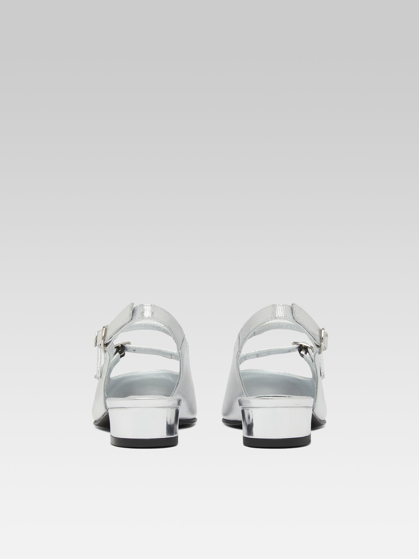 Abricot - Babies slingback cuir embossé argent