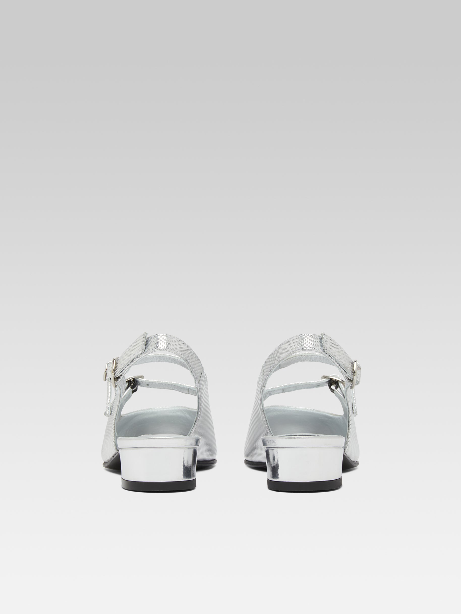 Abricot - Babies slingback cuir embossé argent - Image numéro 5
