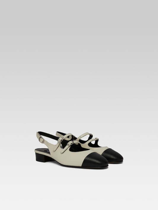 Abricot - Babies slingback cuir beige et noir - Image numéro 4