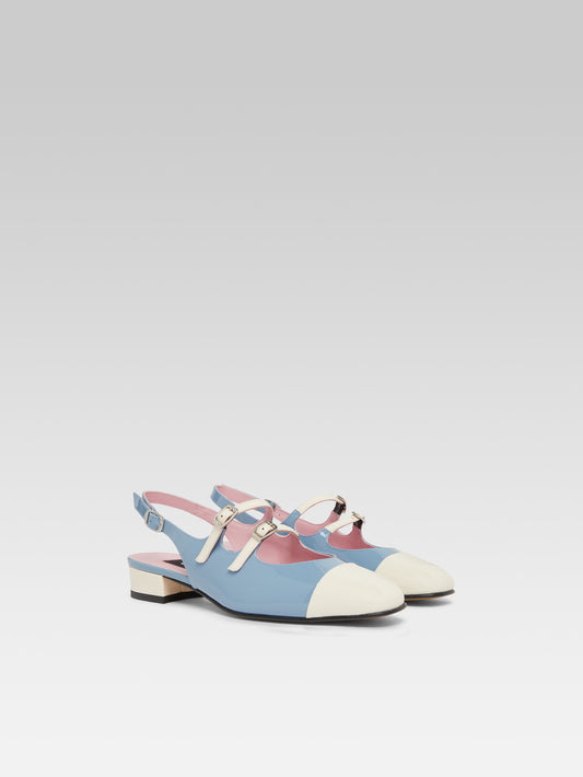 Abricot - Babies slingback cuir verni upcyclé bleu et ivoire - Image numéro 2
