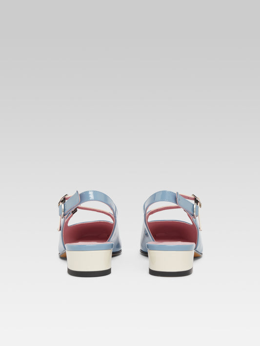 Abricot - Babies slingback cuir verni upcyclé bleu et ivoire - Image numéro 5