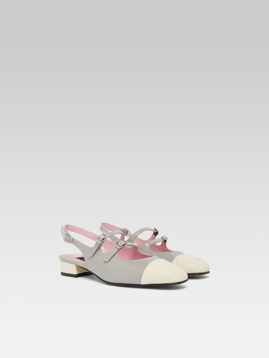 Abricot - Babies slingback cuir verni upcyclé gris et ivoire - Image numéro 4
