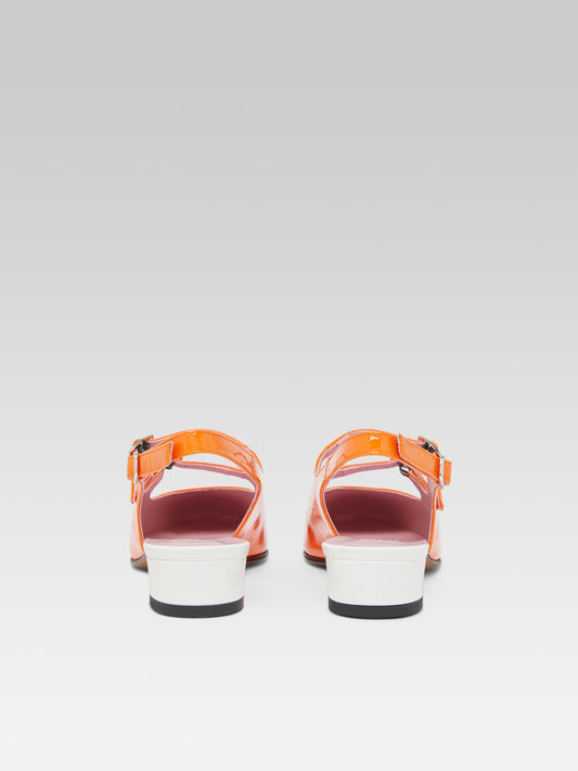 Abricot - Babies slingback cuir verni orange et blanc - Image numéro 5