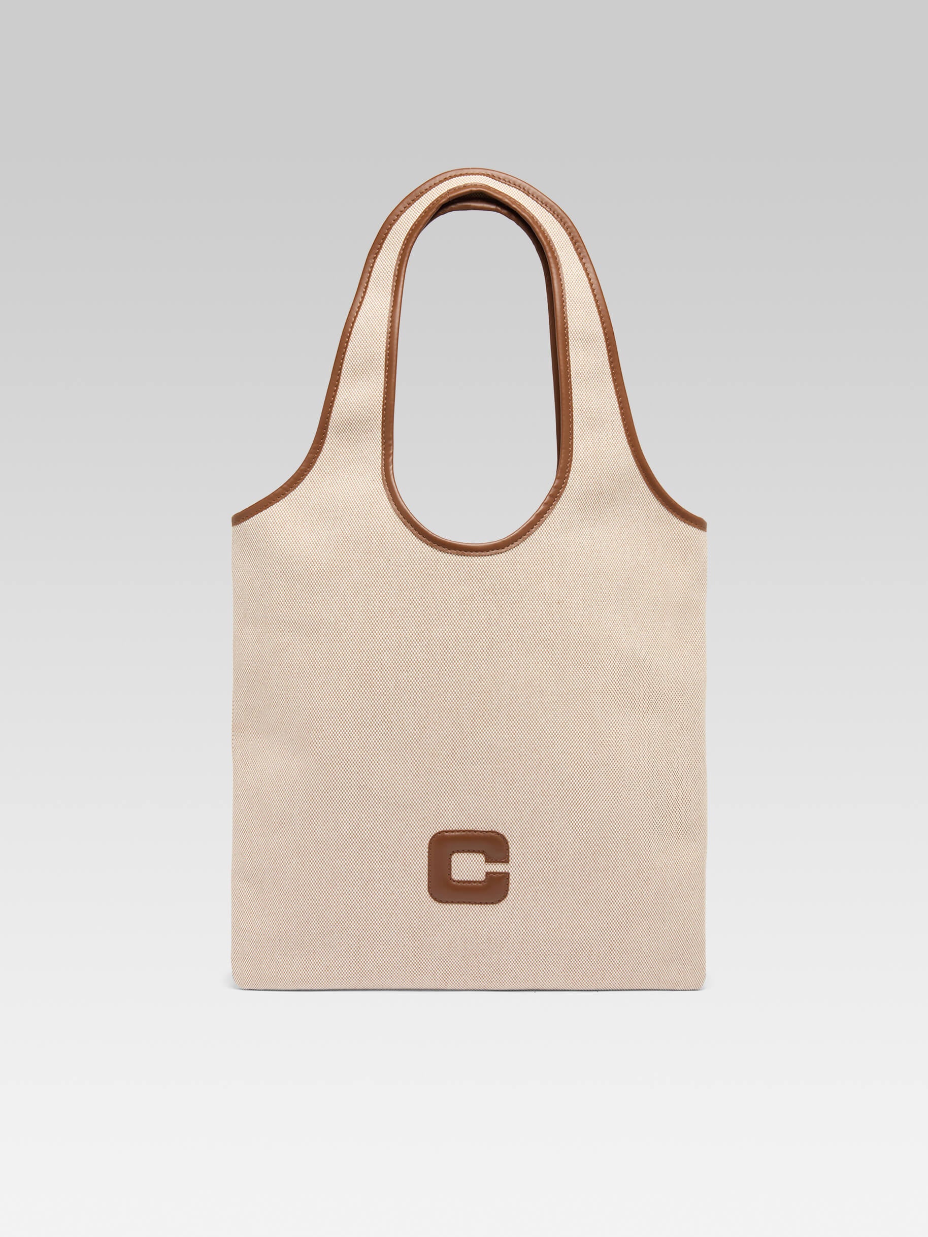 Alésia - Ecru and camel fabric bag - Image number 1