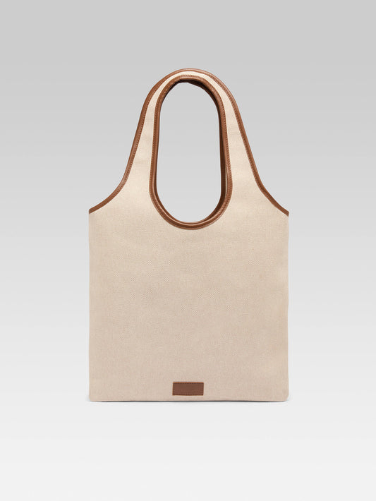 Alésia - Ecru and camel fabric bag - Image number 4