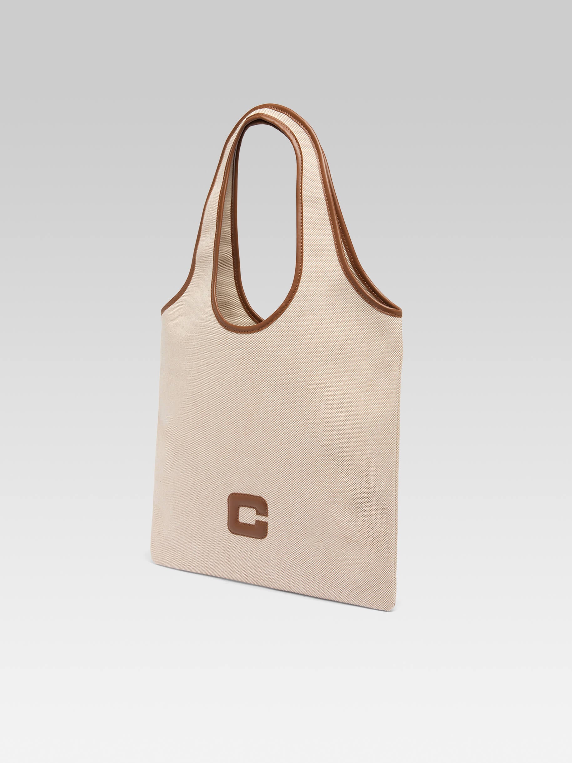 Alésia - Ecru and camel fabric bag - Image number 3