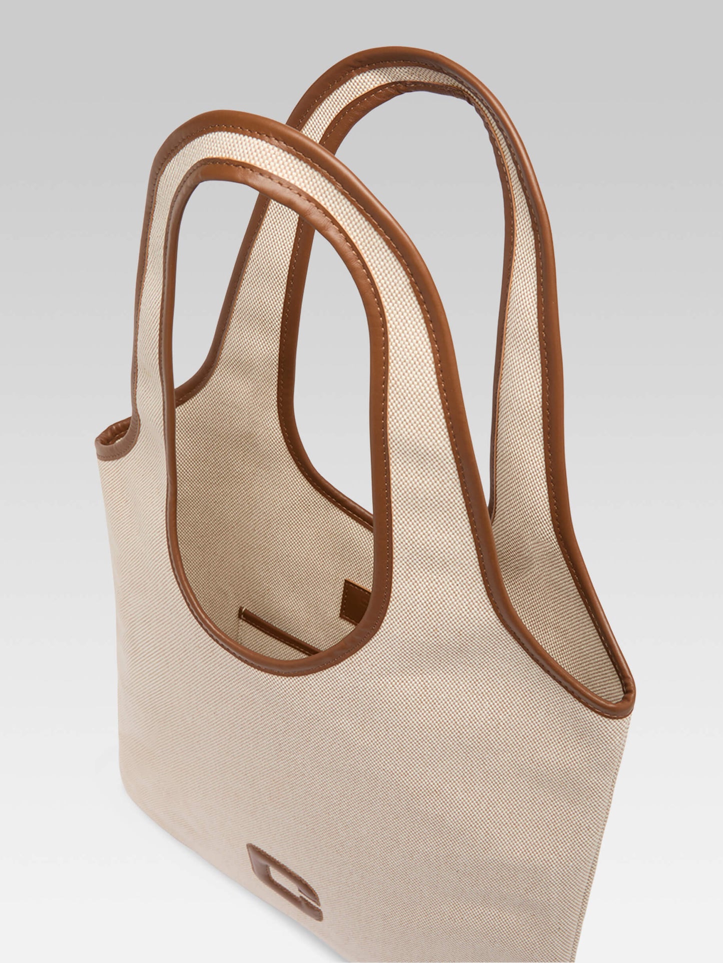 Alésia - Ecru and camel fabric bag