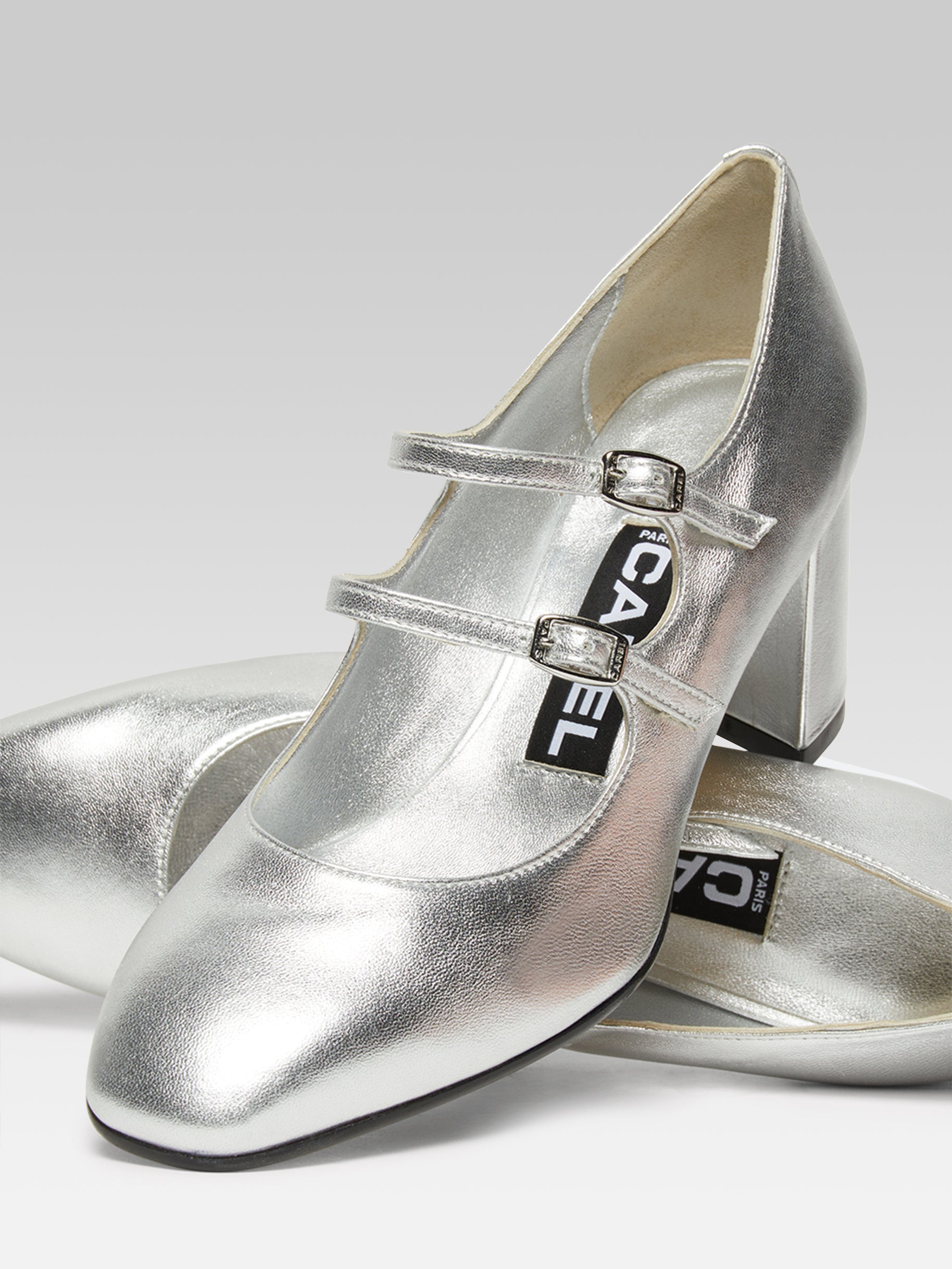 Alice - Silver leather Mary Janes pumps - Image number 5