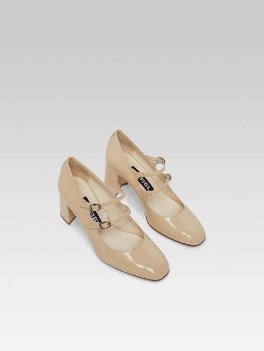 Alice - Beige patent leather Mary Jane pumps - Image number 4