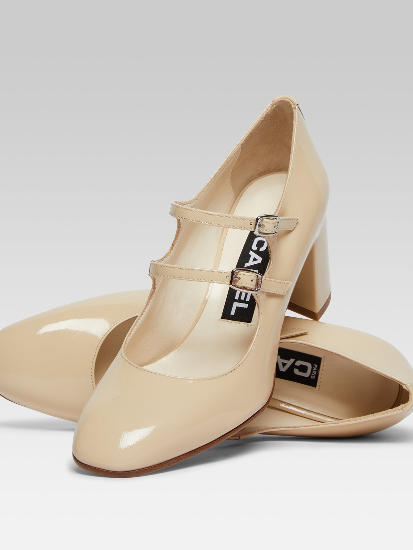 Alice - Escarpins babies cuir verni beige