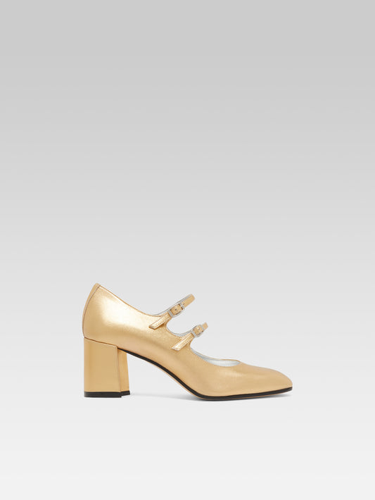 Alice - Gold laminated leather Mary Janes pumps - Image number 1