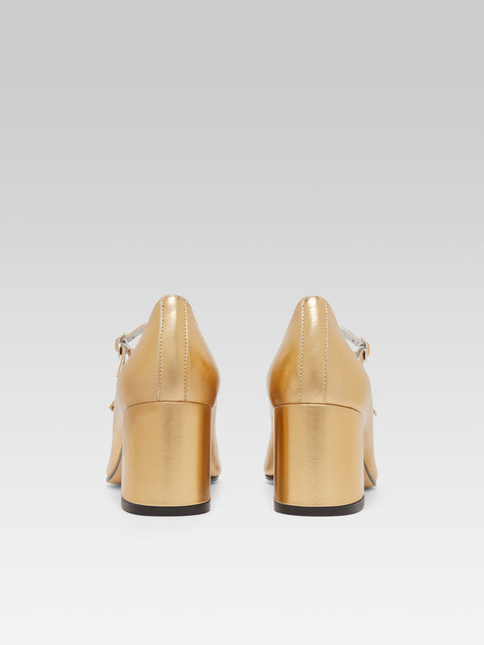 Alice - Gold laminated leather Mary Janes pumps - Image number 5