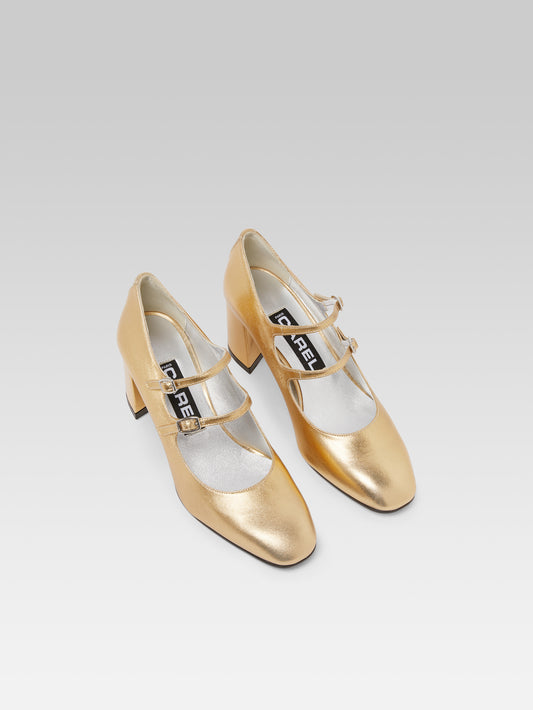 Alice - Gold laminated leather Mary Janes pumps - Image number 3
